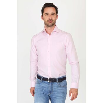 Suitable Overhemd Lange Mouw  Dobby Overhemd Roze