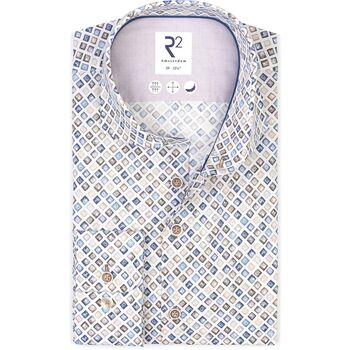 R2 Amsterdam Overhemd Lange Mouw  R2 Overhemd Extra Lange Mouwen Print Dashboard Grijs