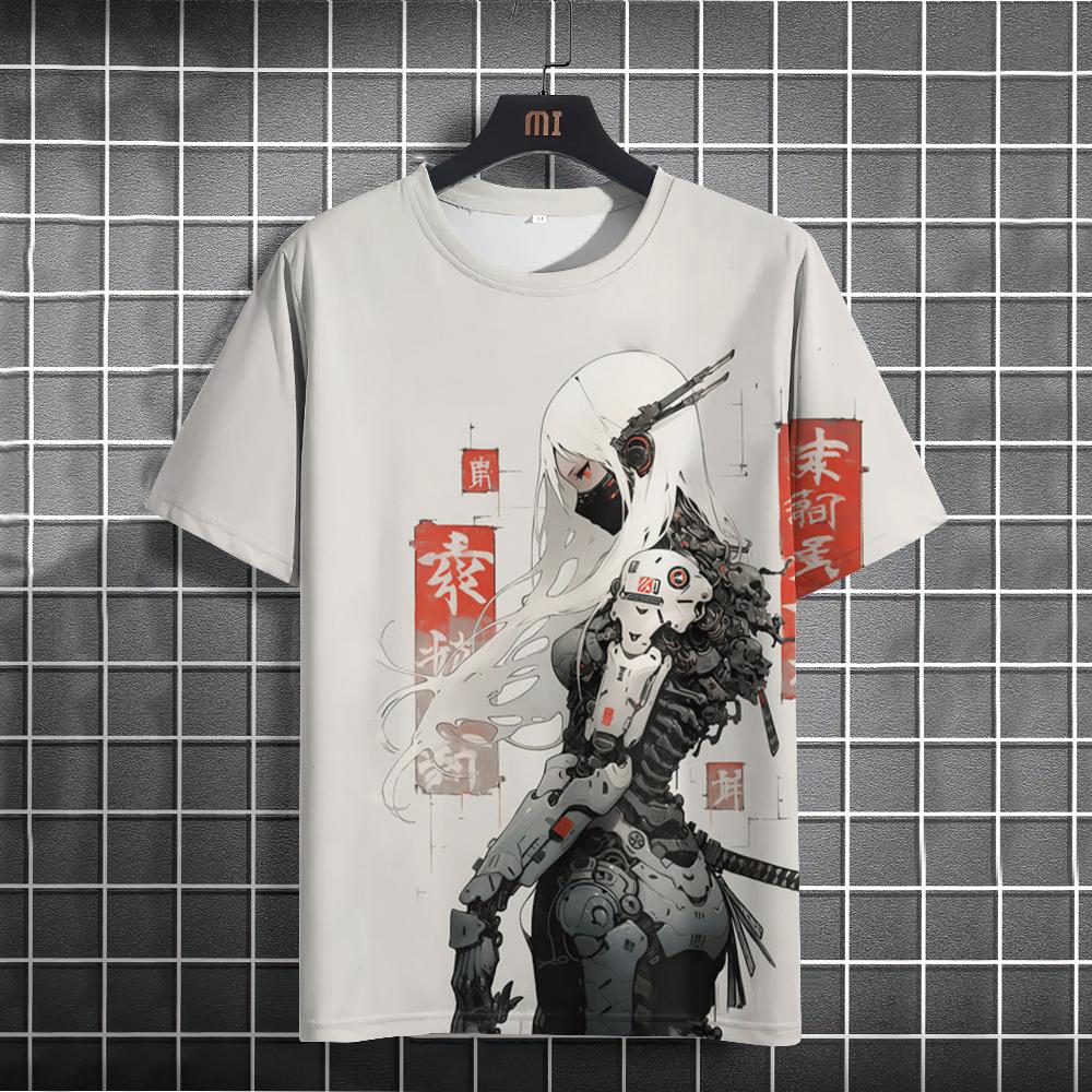 ETST 05 Japans T-shirt voor heren, mechanische karakters, grafische T-shirts, korte mouwen, bedrukte T-shirts, outdoor, oversized herenkleding, tops 5XL