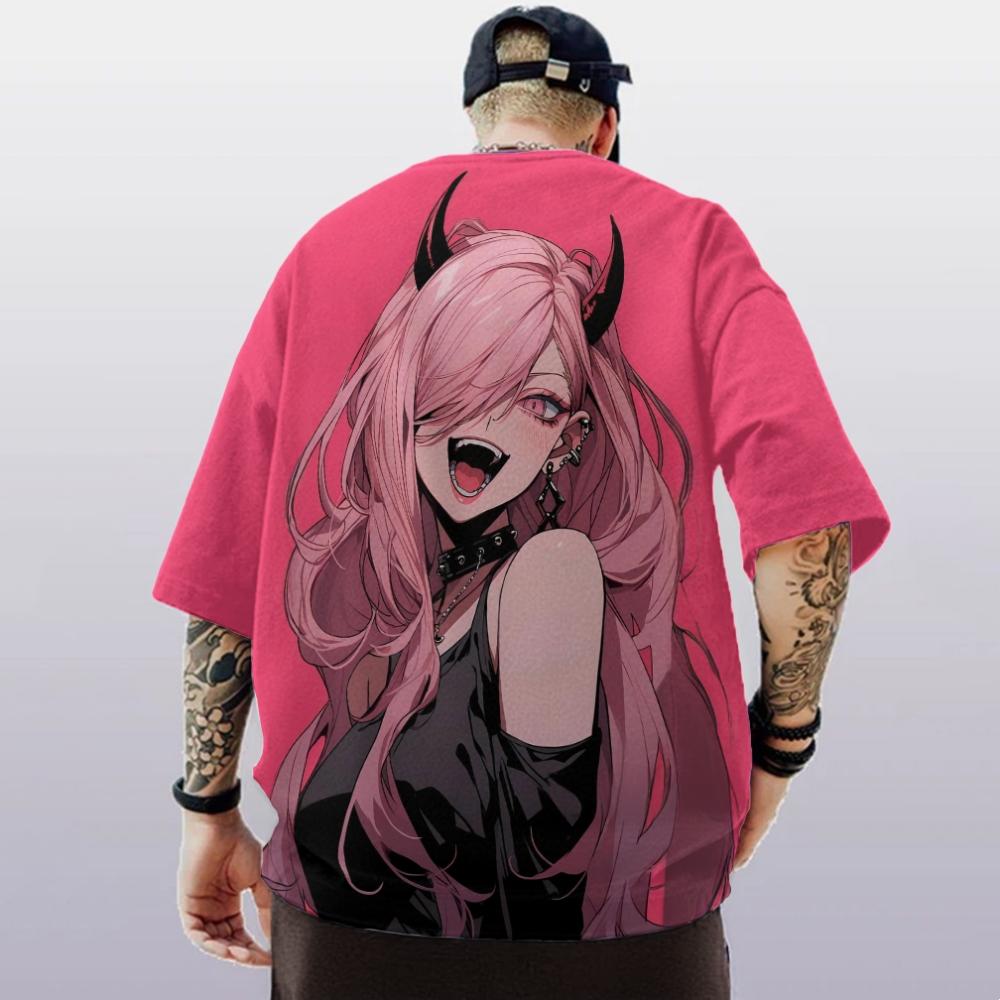 ETST0013 2024 Mode Heren T-shirts Anime Karakter T-shirt 3D Sexy Beauty Print T-shirt Losse Oversized Straatstijl Korte Mouw Y2k Tops S