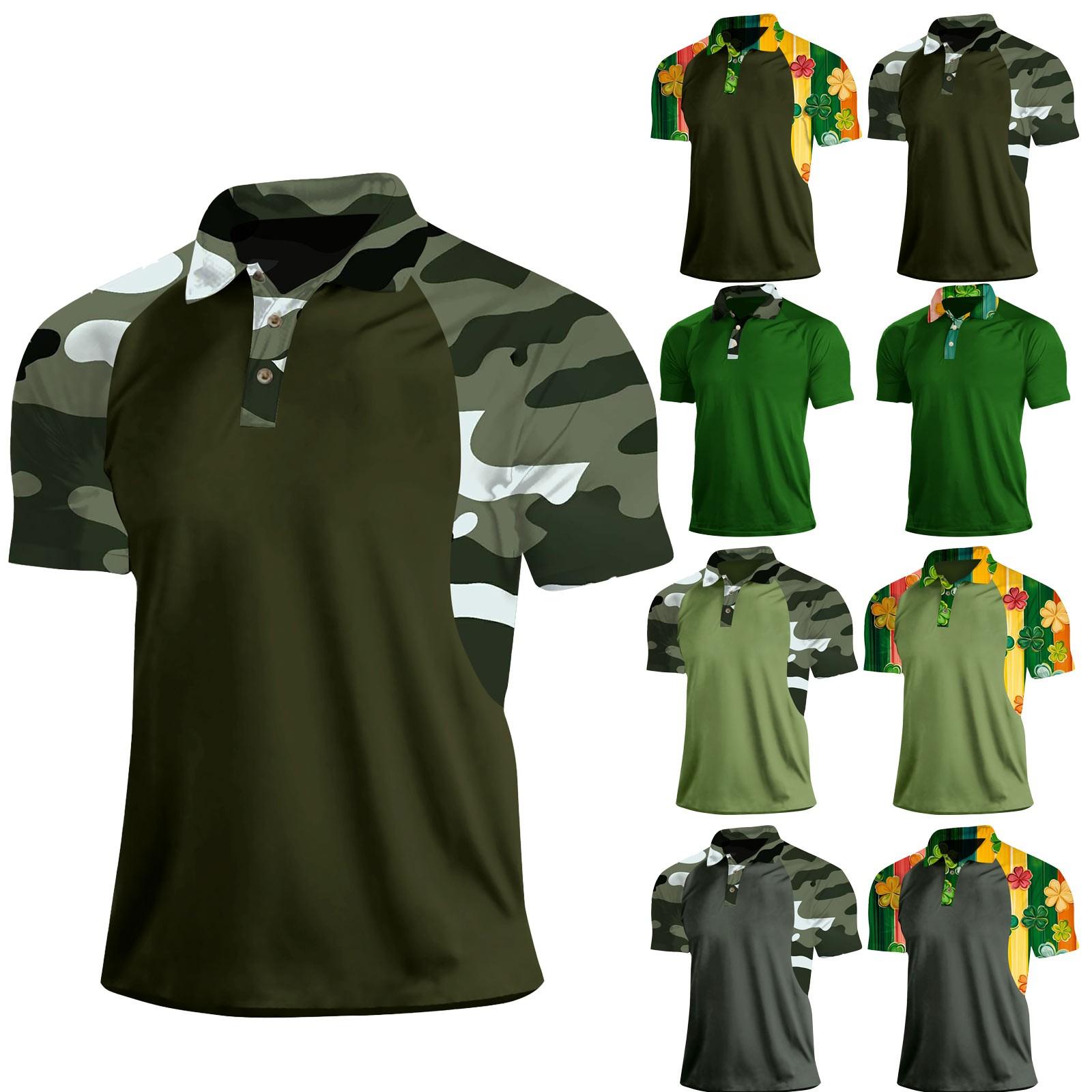Linglong Heren Zomer T-shirt Camouflage Print Korte Mouw L