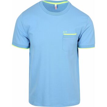 Sun68 T-shirt  Piqué T-Shirt Fluo Stripe Lichtblauw