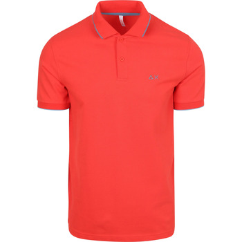 Sun68 T-shirt  Poloshirt Small Stripe Collar Rood