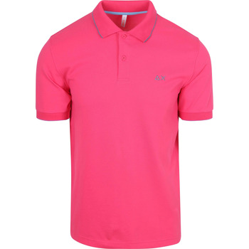 Sun68 T-shirt  Poloshirt Small Stripe Collar Roze