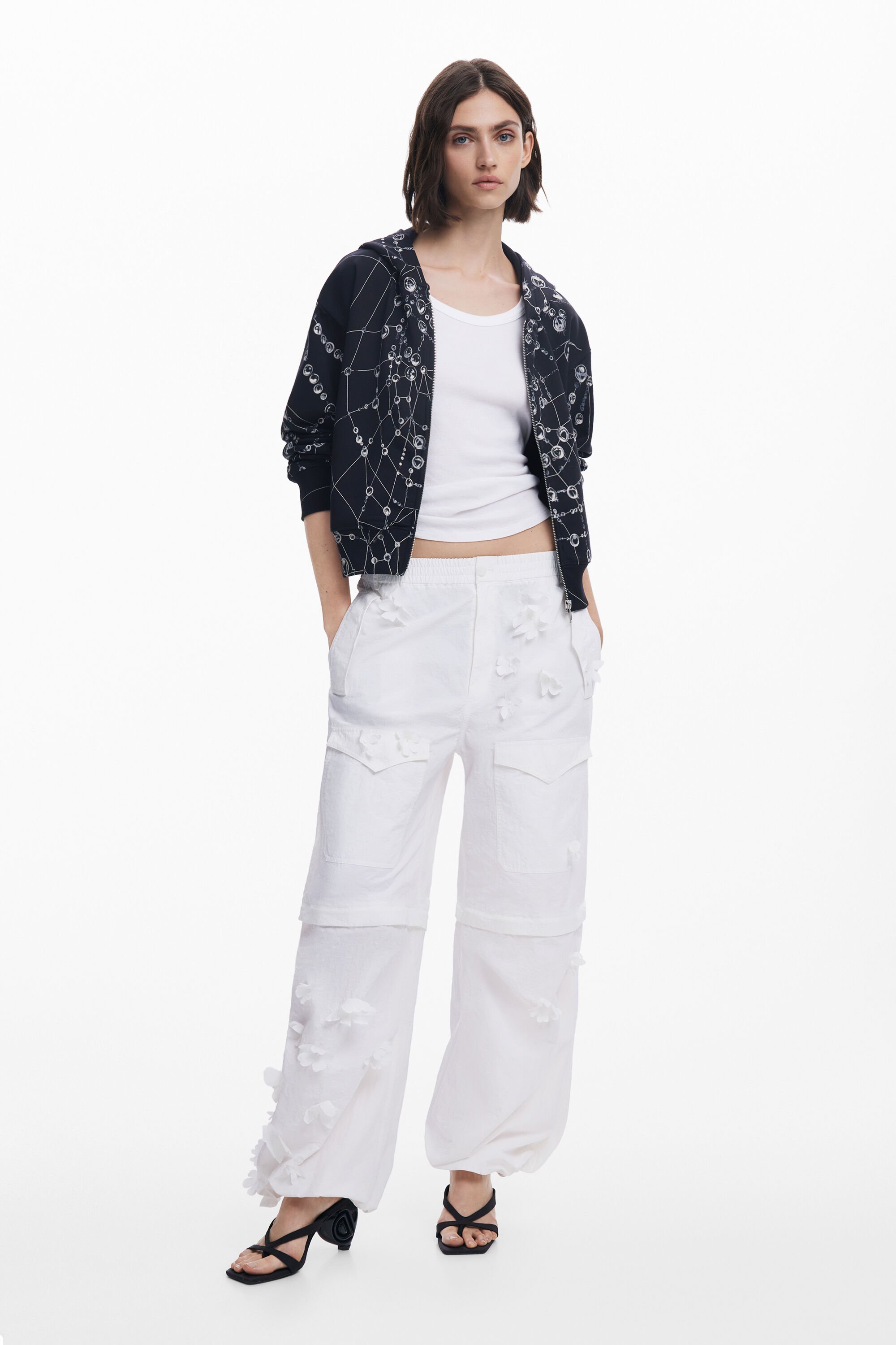 Desigual Convertible broek bloemen Tyler McGillivary - WHITE