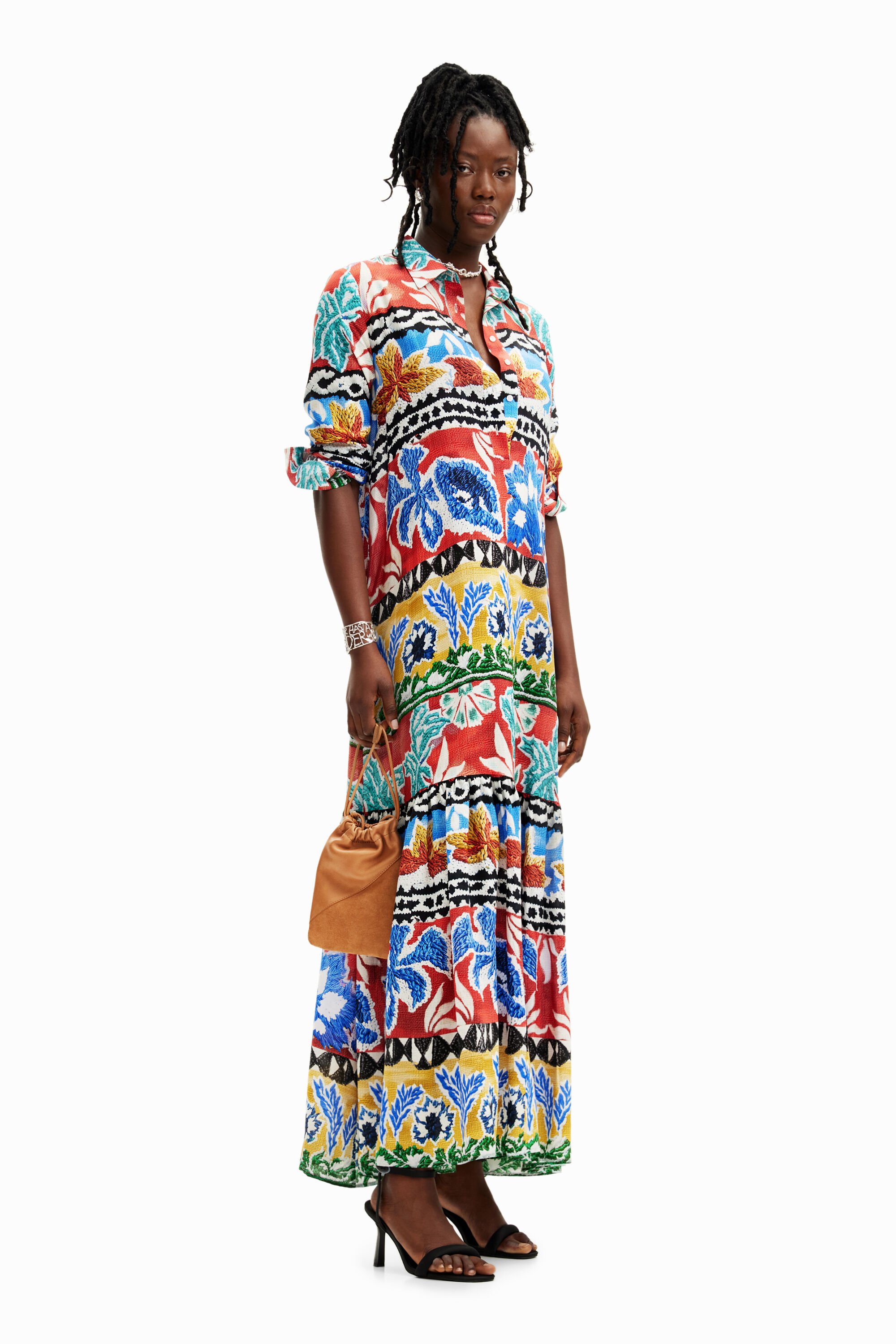 Desigual Lange etnische overhemdjurk Stella Jean - MATERIAL FINISHES