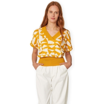 Skfk Trui  Garazi-Gots Knit - Yellow/White