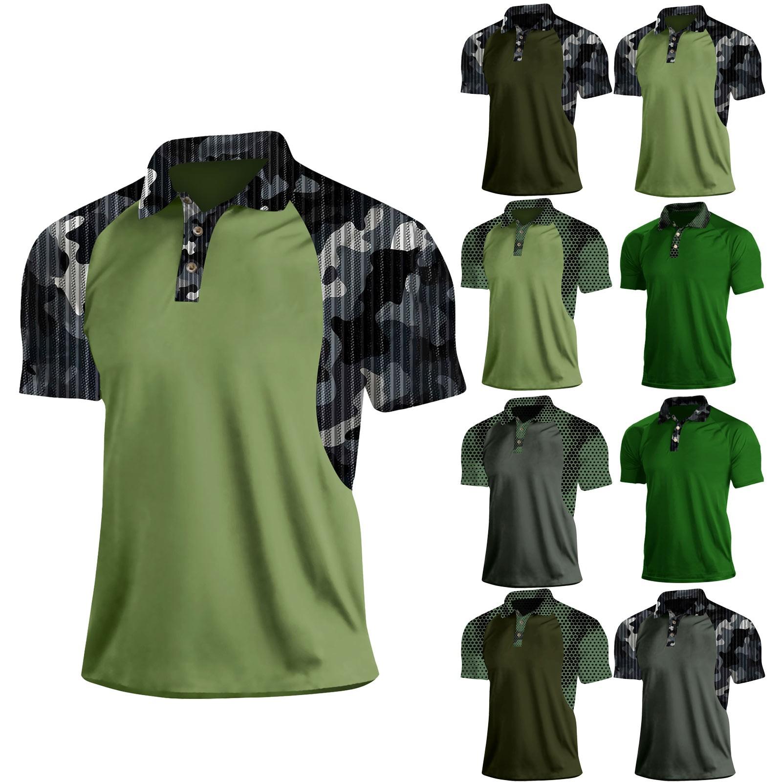 Linglong Heren Zomer T-shirt Camouflage Print Korte Mouw S