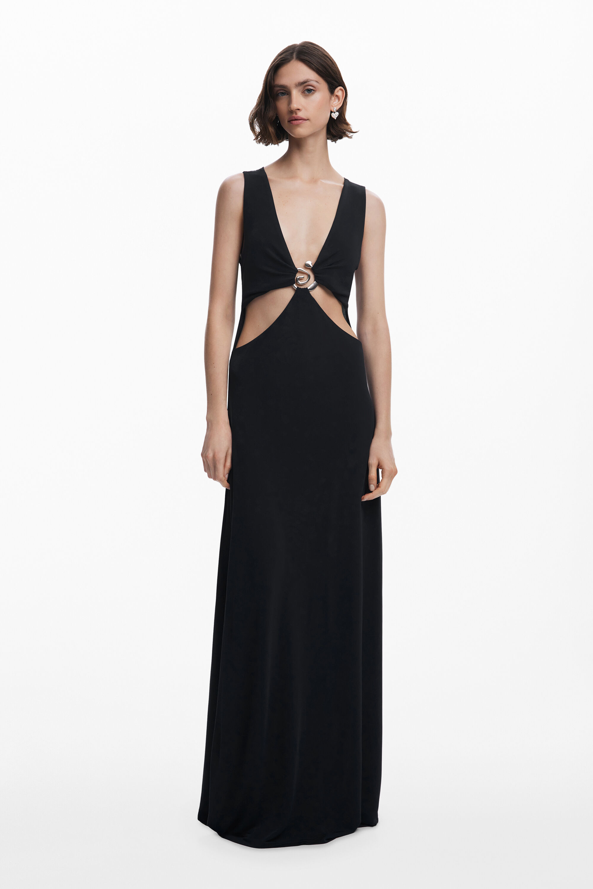 Desigual Lange jurk met metalen applicatie - BLACK