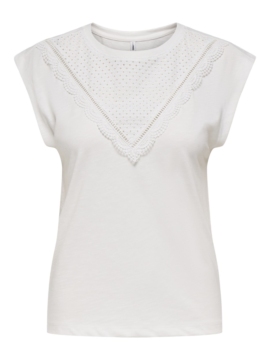 Only Onldelia sl o-neck mix top box jrs off-white