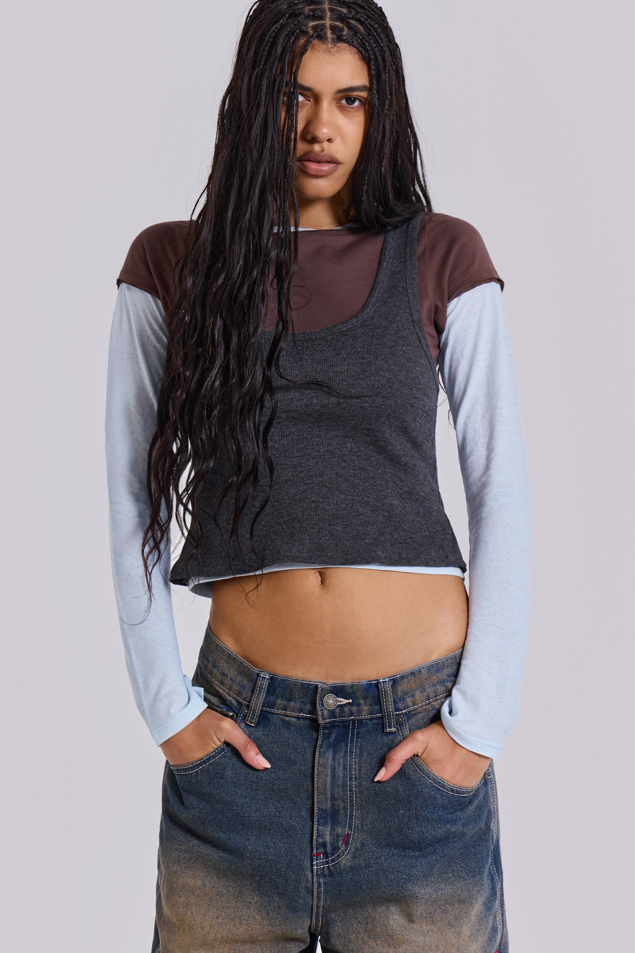 Jaded London Lexie Triple Layer Long Sleeve Top