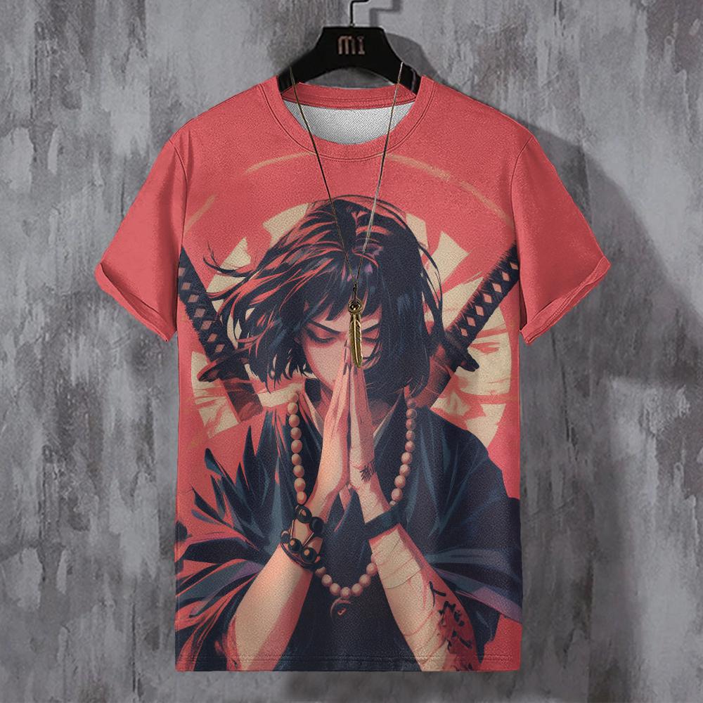 ETST 012 Japans T-shirt voor heren, mechanische karakters, grafische T-shirts, korte mouwen, bedrukte T-shirts, outdoor, oversized herenkleding, tops S