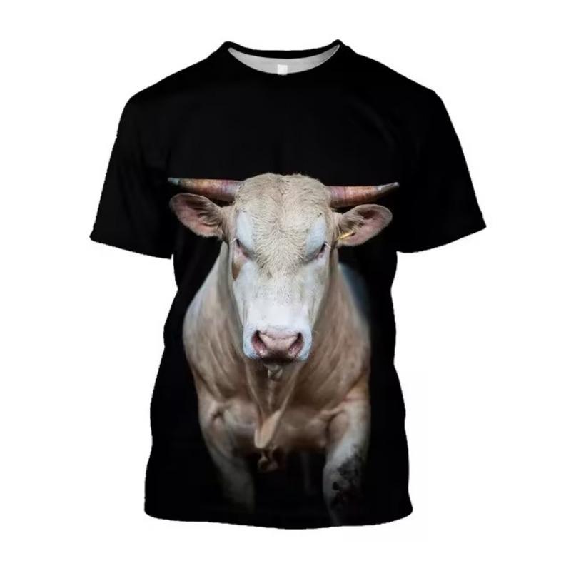 3D Eternal Love Heren Oversized Glad Spaans Stierenvechten Losse T-shirt Street Wear T-shirt Zomer 3D Noord-Afrikaanse Stier Print T-shirts S