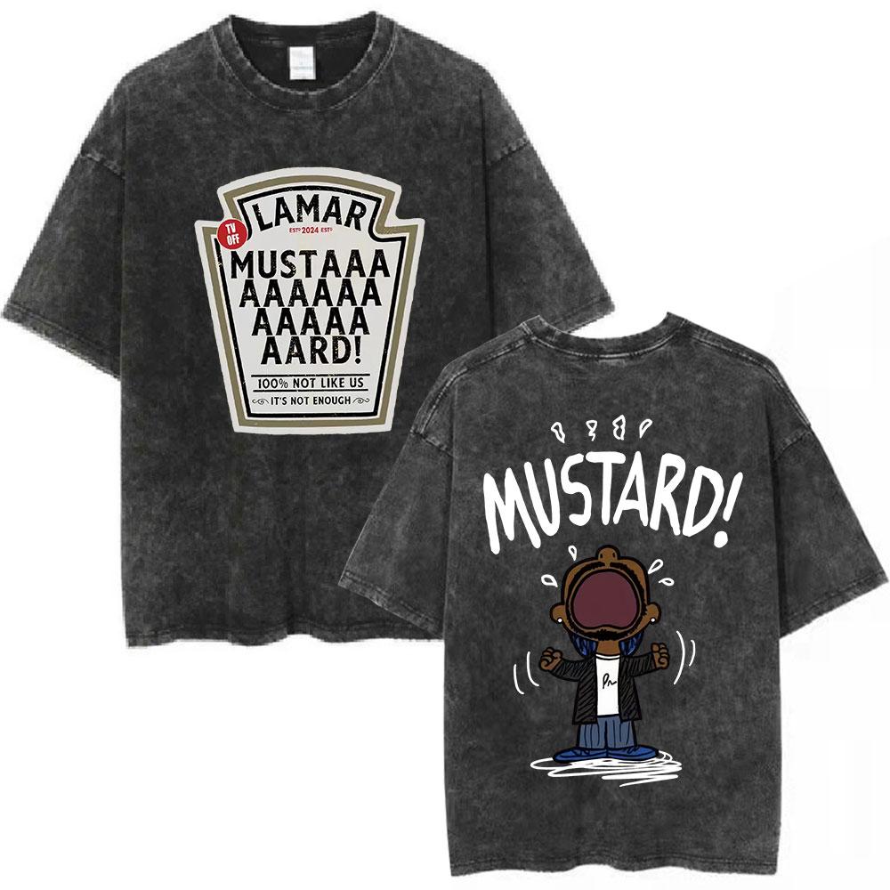 Hoodie Suit Clothing Rapper Kendrick Lamar Mosterd Vintage Gewassen T-shirts Korte Mouw T-shirt Heren Casual Katoenen Oversized T-shirt S