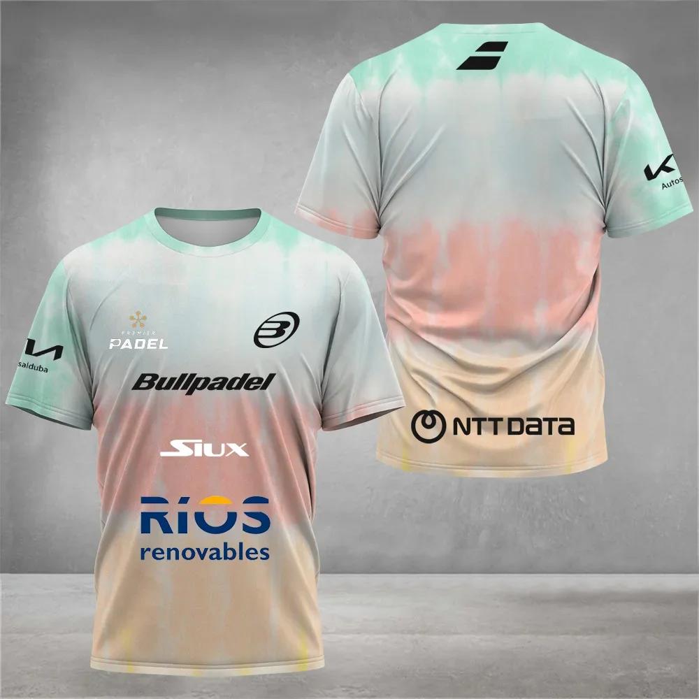 ETST35 Padel tennis fan breathable quick drying T-shirt, men's tennis training top, 3D printed summer short sleeved clothing, round S