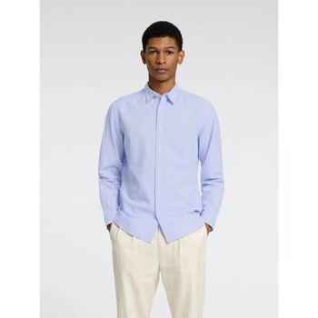Selected Overhemd Lange Mouw  16078867 SLIM LINEN-CASHEMERE BLUE