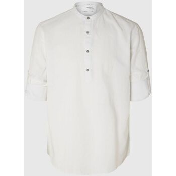Selected Overhemd Lange Mouw  16092977 LINEN TUNIC-BRIGHT WHITE