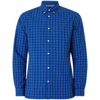 Tommy Hilfiger Overhemd Lange Mouw  MW0MW33771 FLEX SMALL CHECK-OMS DESERT SKY/ULTRA BLUE