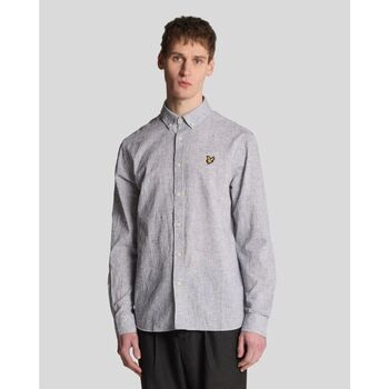 Lyle & Scott Overhemd Lange Mouw Lyle & Scott LW2207V LINEN BLEND OXFORD-Z271 DARK NAVY