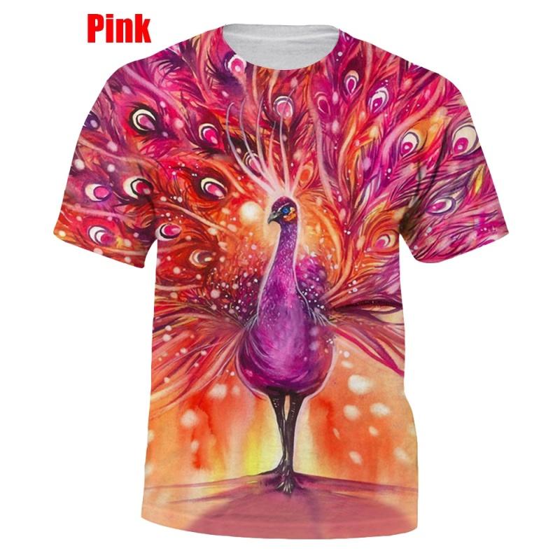 Huiteng Heren Casual 3D Geprint Pauw Vogel T-shirt Grappige Korte Mouwen Tops T-shirt S