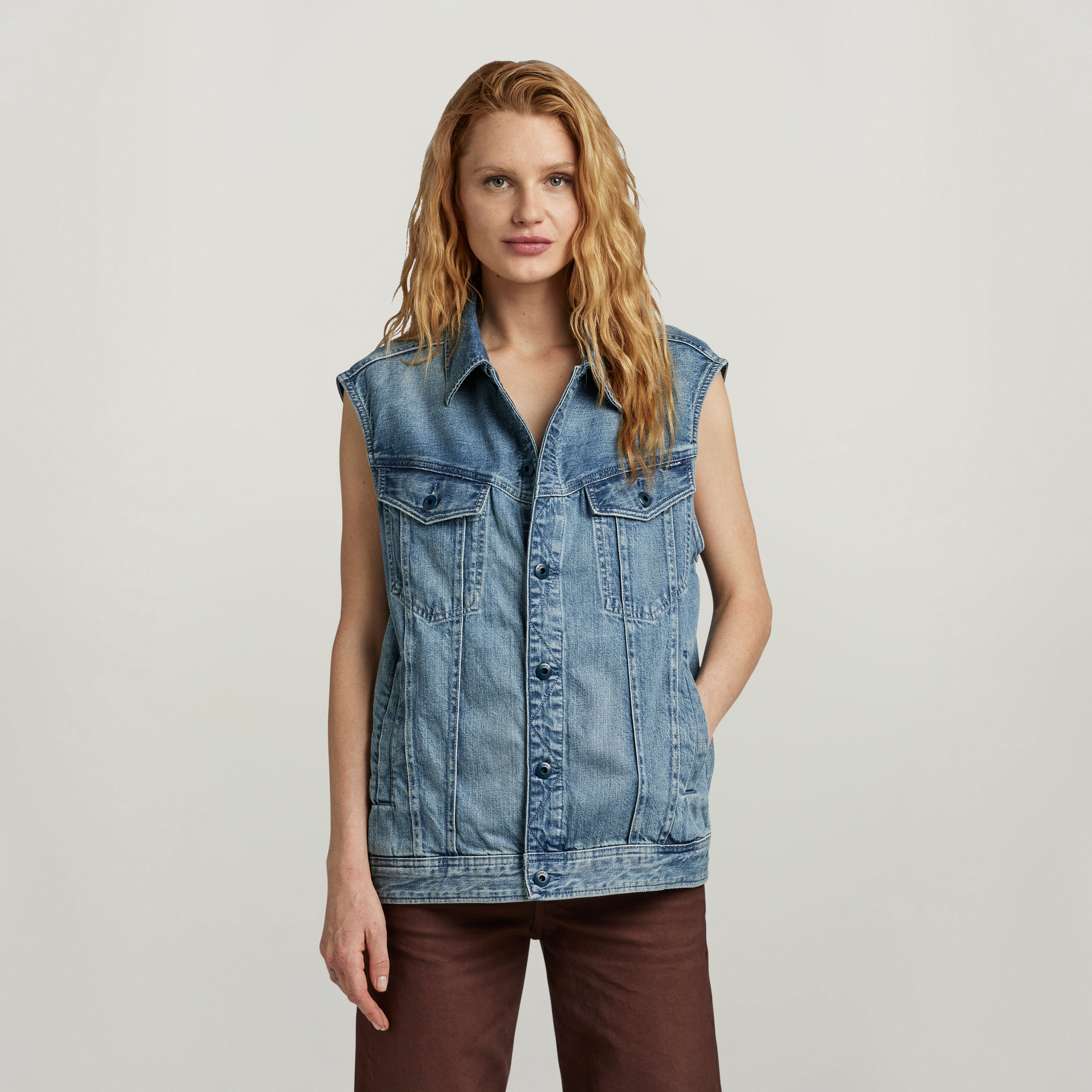 G-Star RAW Oversized Denim Bodywarmer - Lichtblauw - Dames