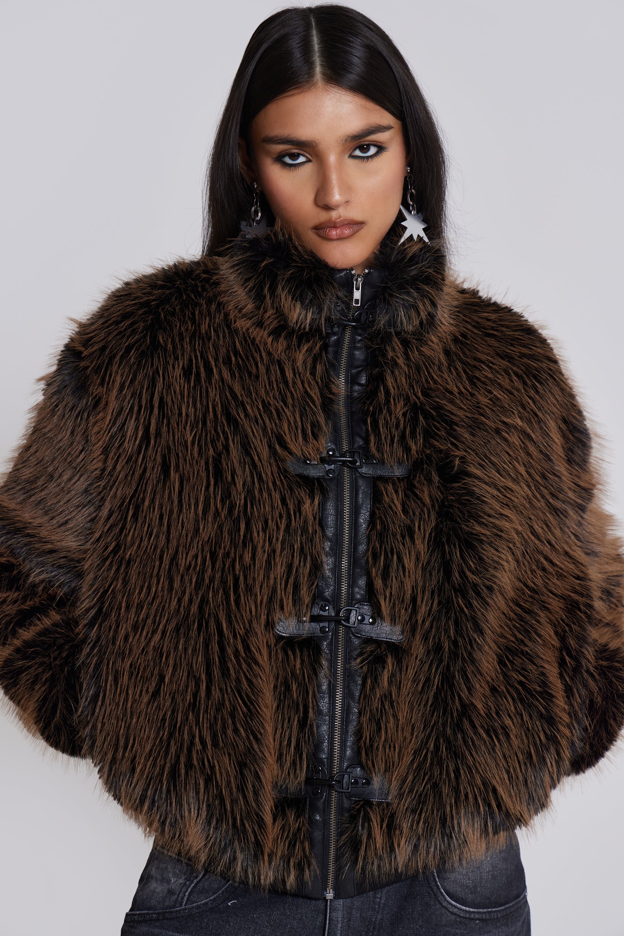 Jaded London Brown Mendoza Faux Fur Jacket