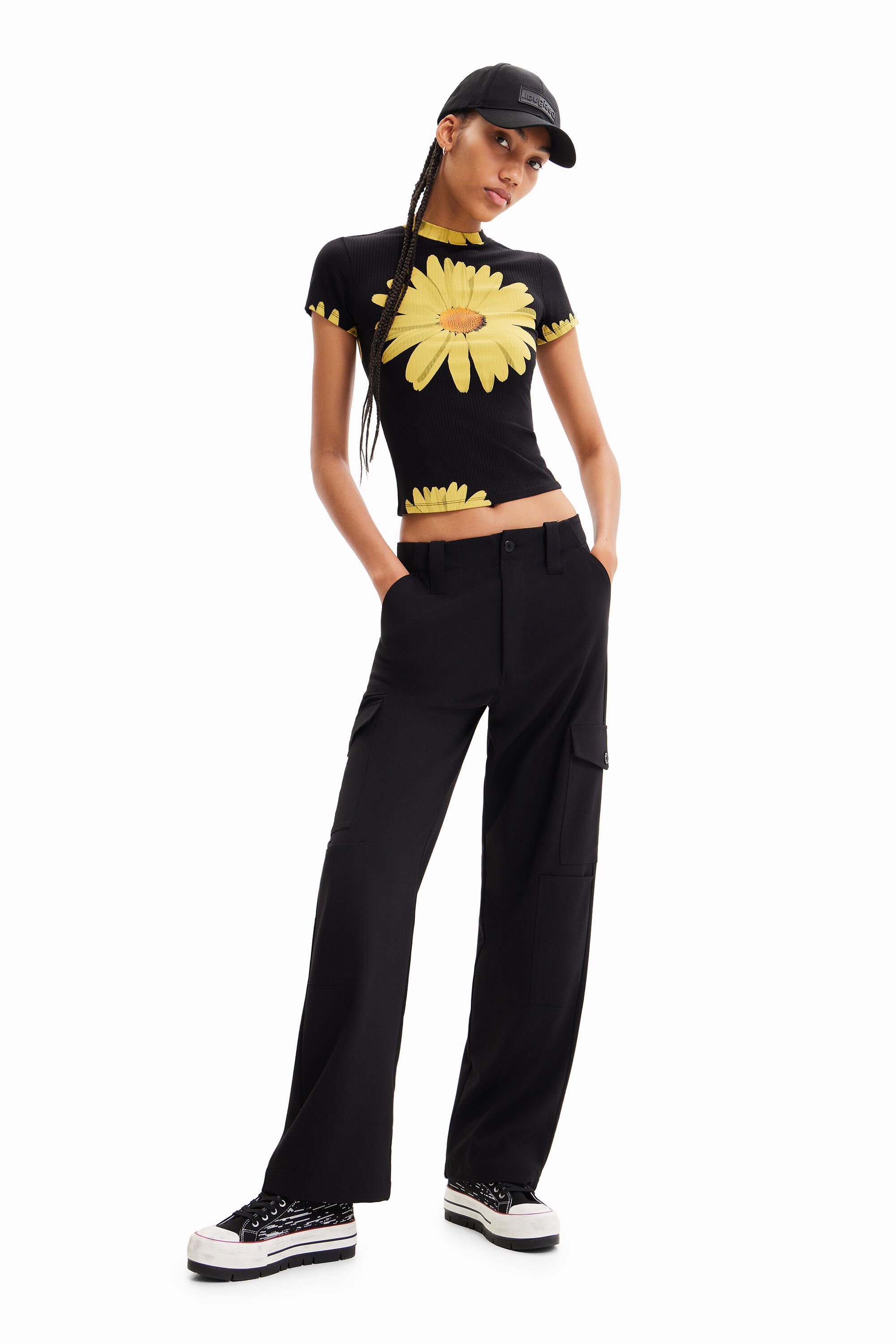 Desigual Soepelvallende cargobroek - BLACK