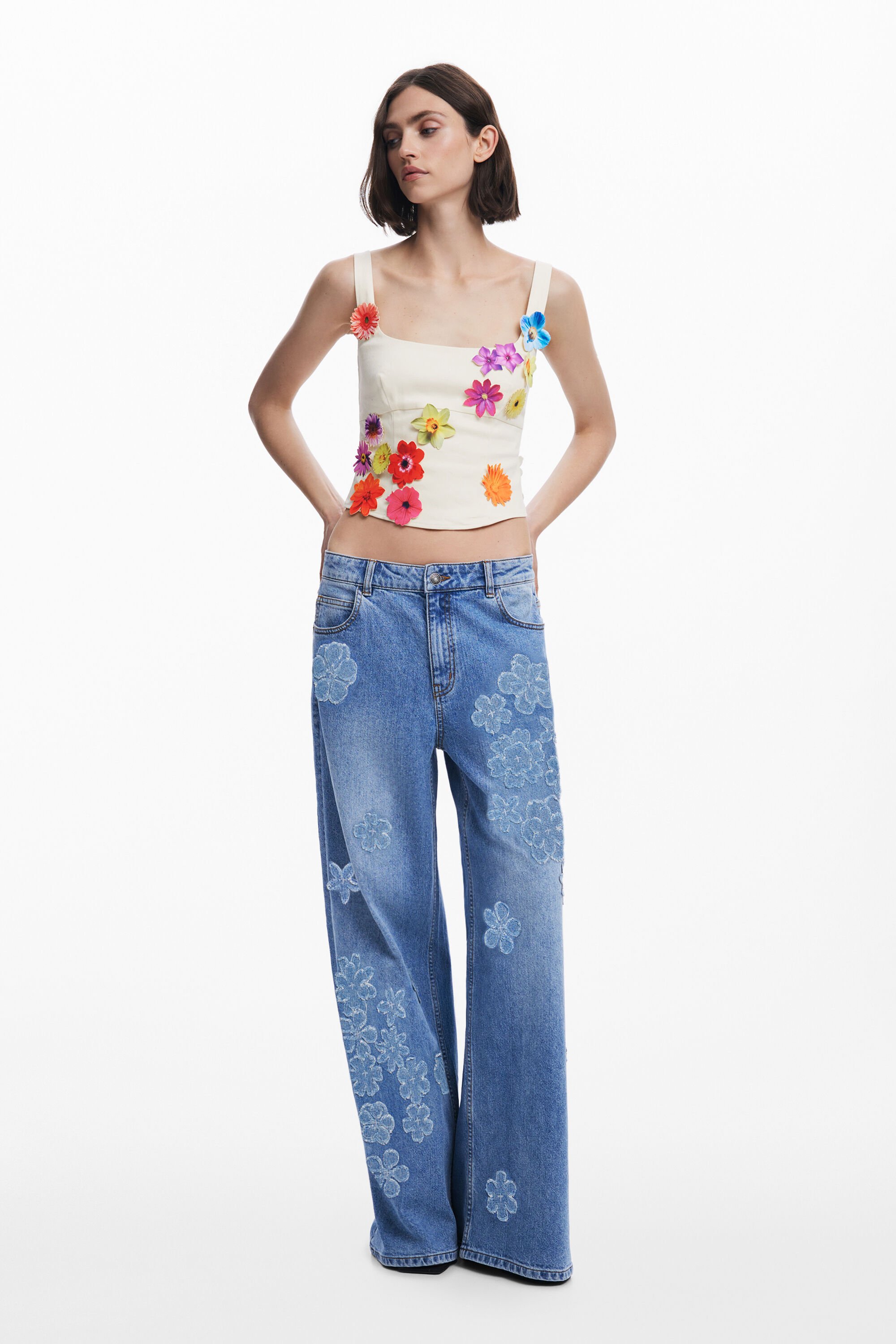 Desigual Corsetbloes met bloemen Tyler McGillivary - MATERIAL FINISHES