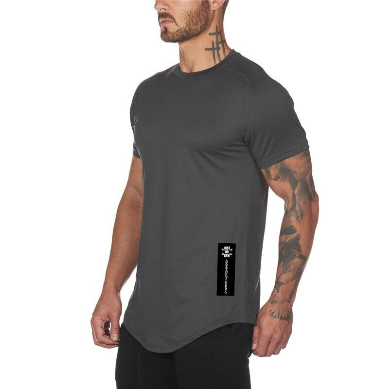 Muscleguys Zomer Sneldrogend T-shirt met korte mouwen Fysieke trainingskleding Sport Fitness Herentop toont spieren M zwart