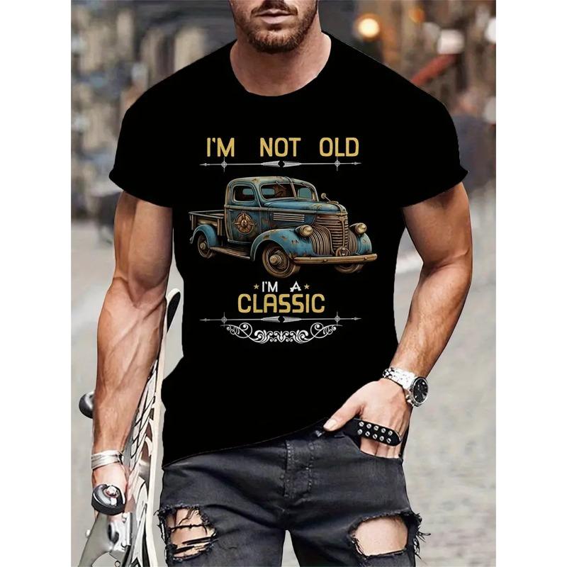 ETST WENDY 05 Klassieke auto-grafische bedrukte T-shirt voor heren Comfortabele pasvorm Zachte stof Perfect voor zomer Buiten Dagelijks Casual T-shirt Mode Cadeau S