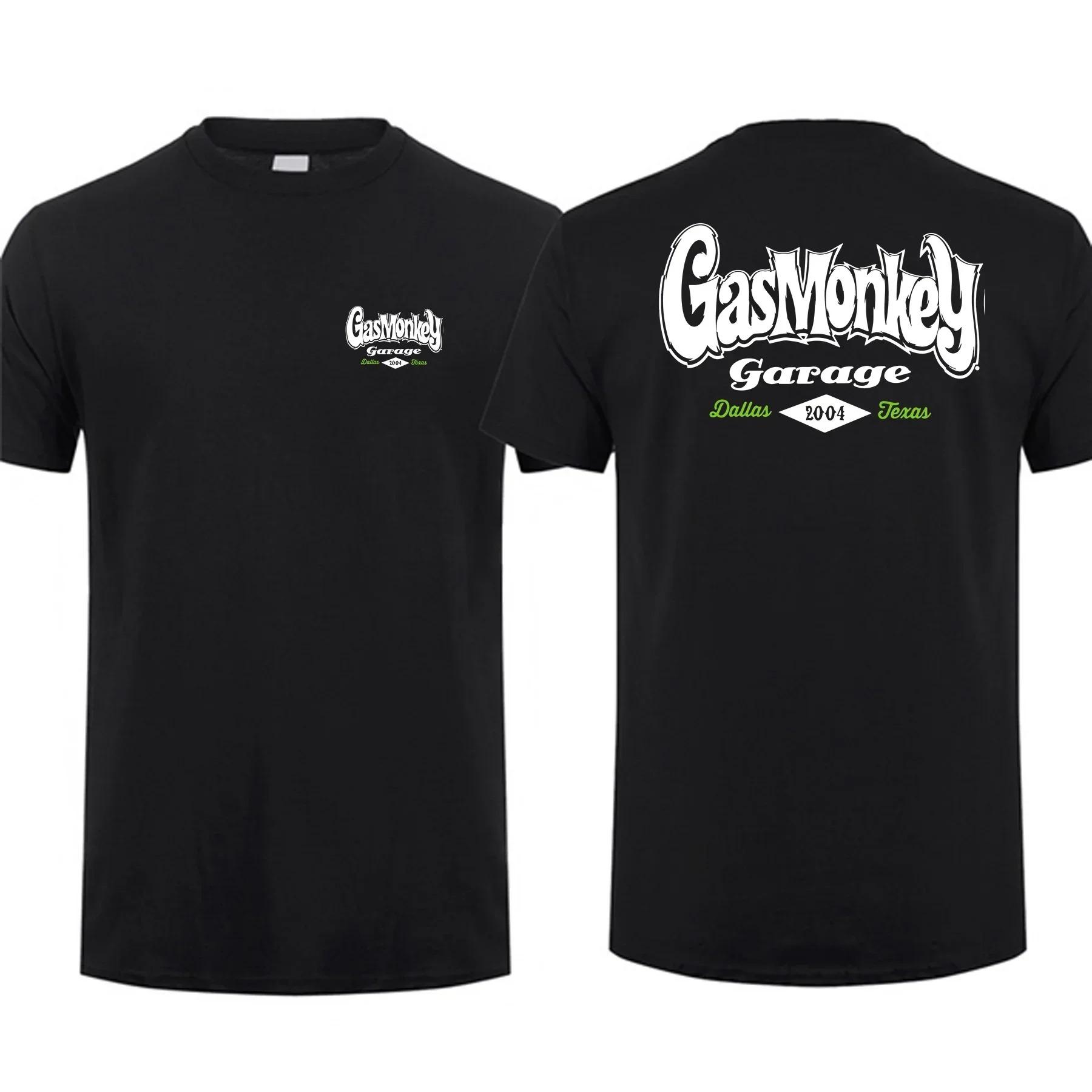 HerSight cotton Amazing Tees Men T Shirt Casual Oversized Gas Monkeys Garage Hot Rods Circle Logo Limited Double-sided T-shirt Male T-shirts S
