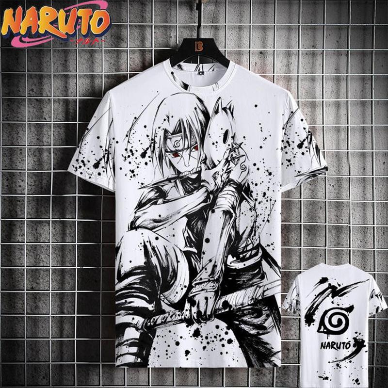 Etst 003 MINISO Zomer Heren T-shirt Japanse Anime 3D Prints Casual Korte Mouw T-shirts Straat Oversized Kleding Mode Cartoon T-shirts S