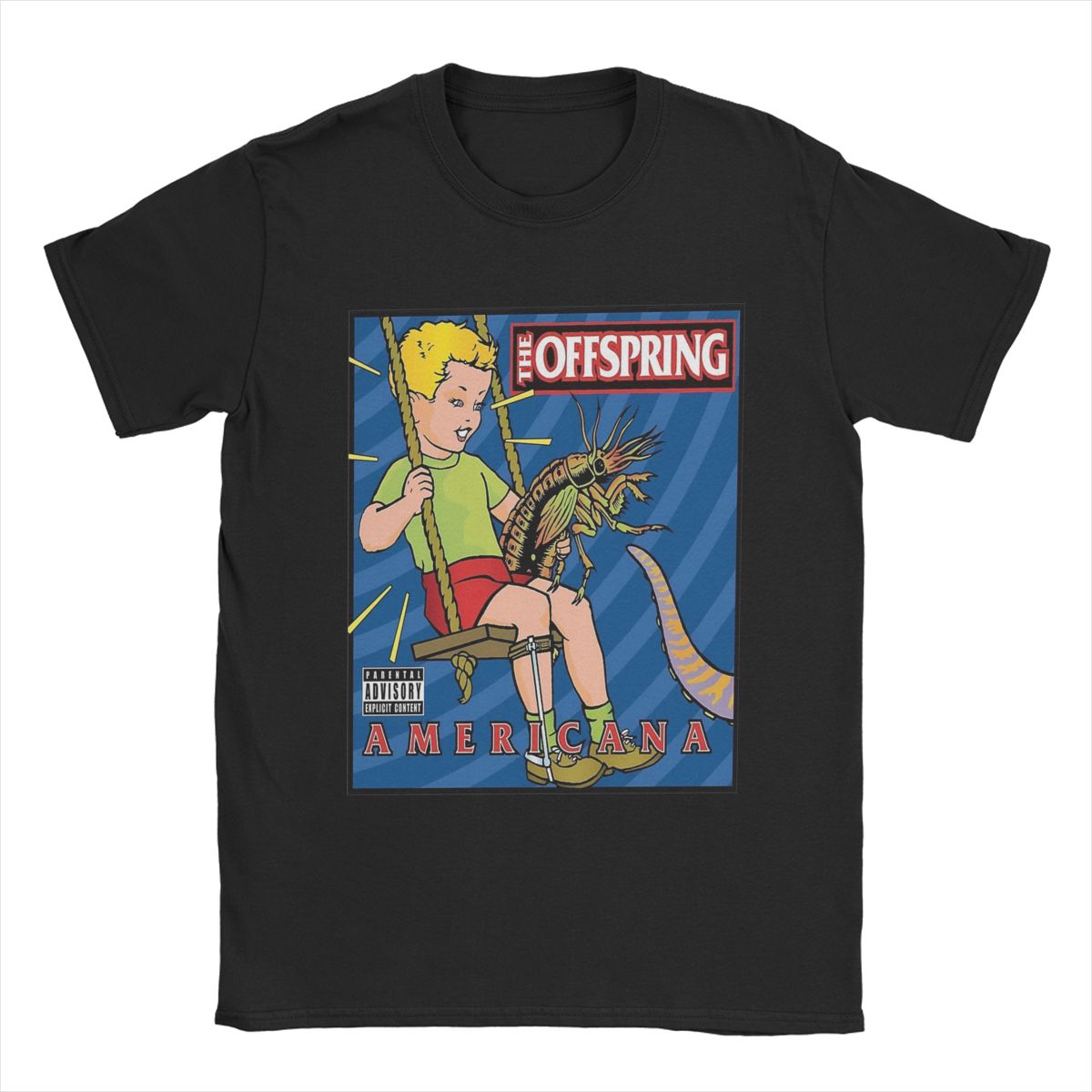 Comfortable season Heren The Offspring T-shirt van puur katoen, vintage T-shirt met korte mouwen en ronde hals, feest-T-shirt S marineblauwe kleur