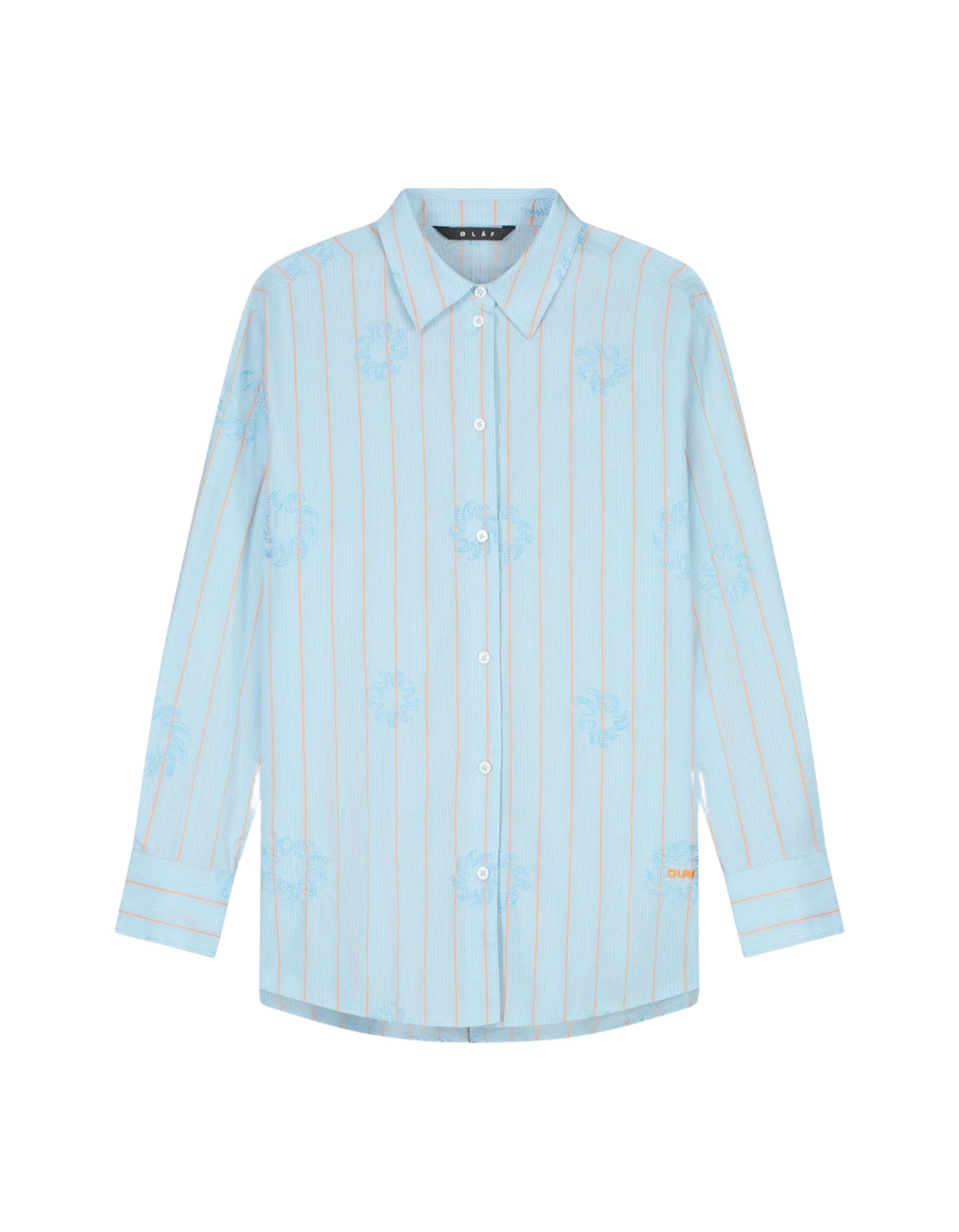 Olaf Hussein Stripe embro sun shirt blouses w210301