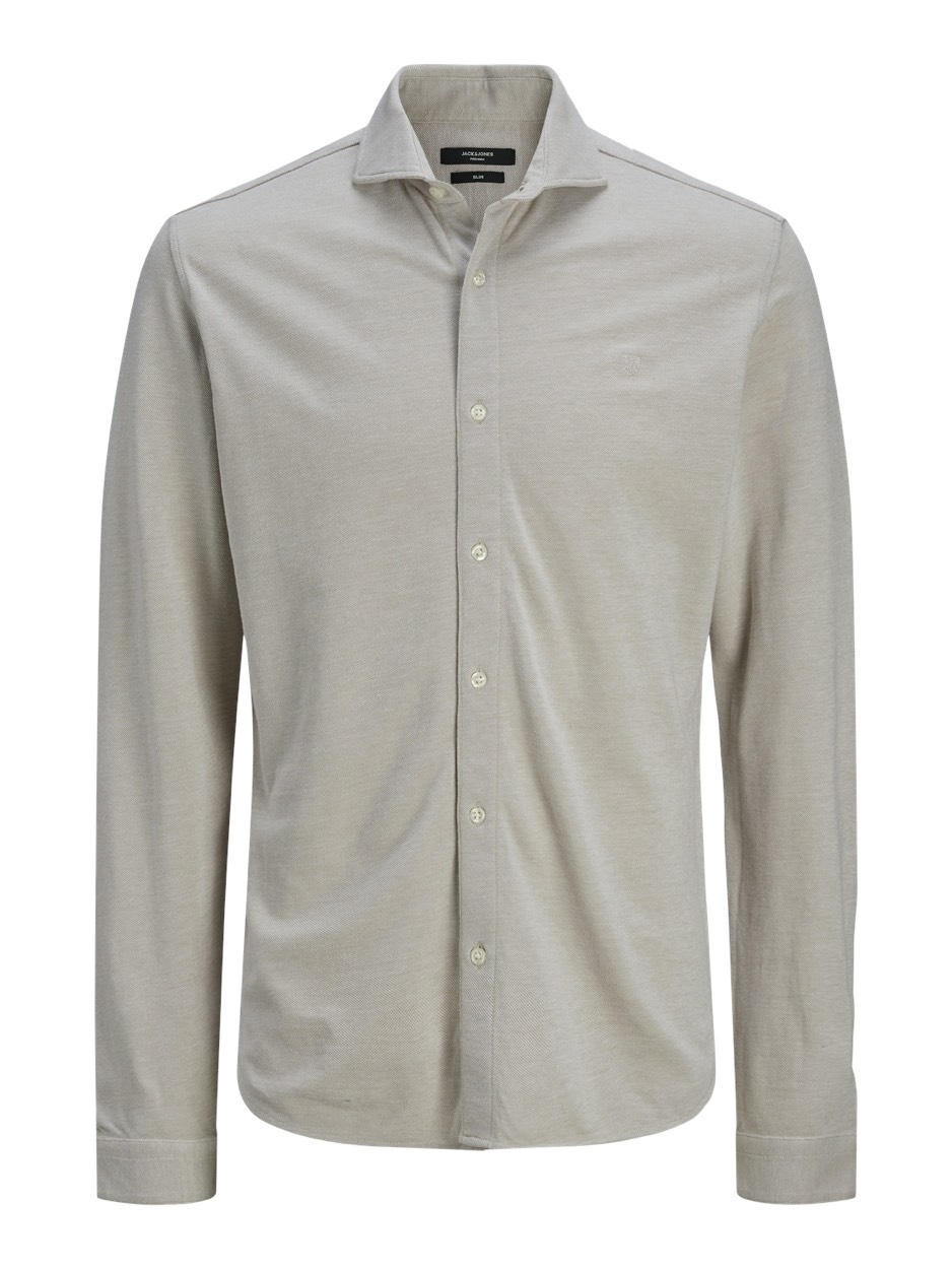 Jack & Jones Jprblalance pique ls shirt smu beige