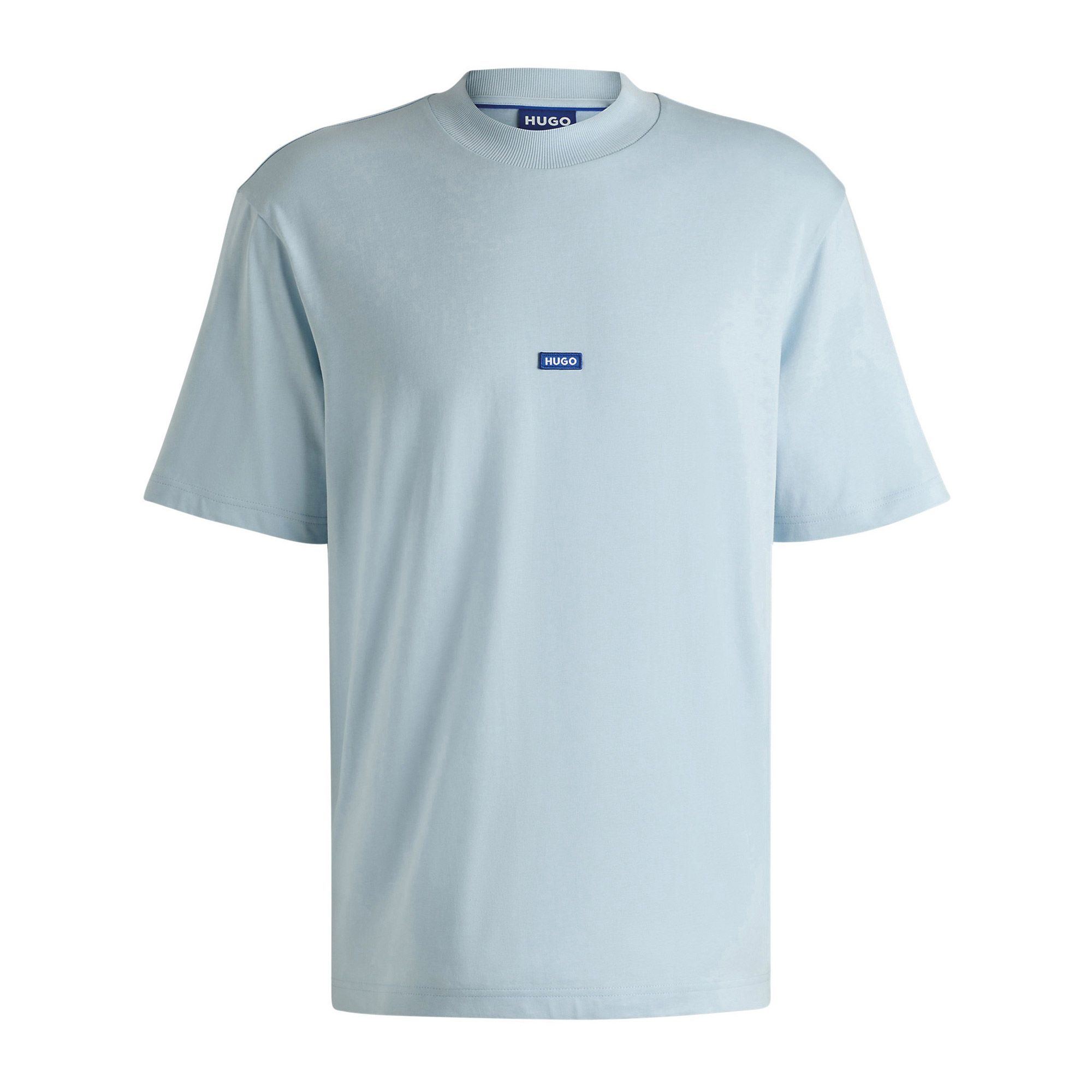 OTTO HUGO Blue T-shirt Nieros met logo-patch