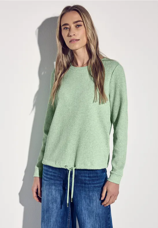 STREET ONE Sweatshirt Structuur-look, met elastische zoom met tunnelkoord