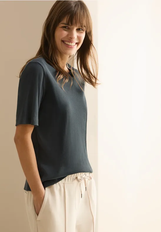 Cecil T-shirt met fijne ribstructuur