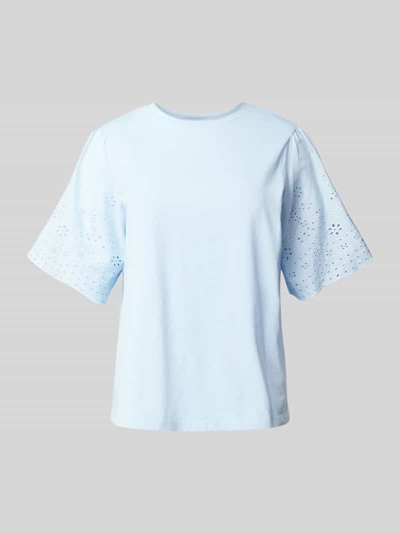 Y.A.S Shirt met korte mouwen YASLEX SS TOP W. EMB SLEEVES S. NOOS (Korte mouw met ajourborduurwerk, ronde hals, normale pasvorm)