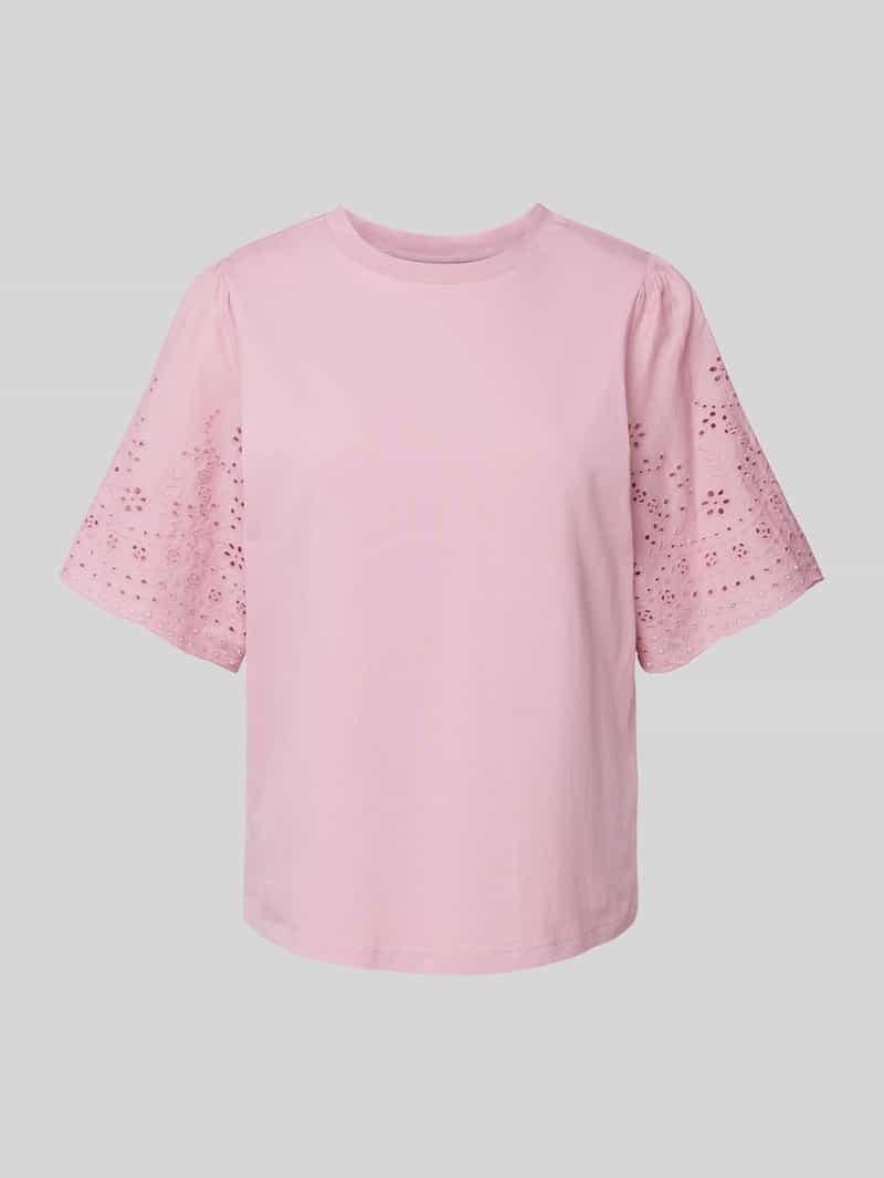 Y.A.S Shirt met korte mouwen YASLEX SS TOP W. EMB SLEEVES S. NOOS (Korte mouw met ajourborduurwerk, ronde hals, normale pasvorm)