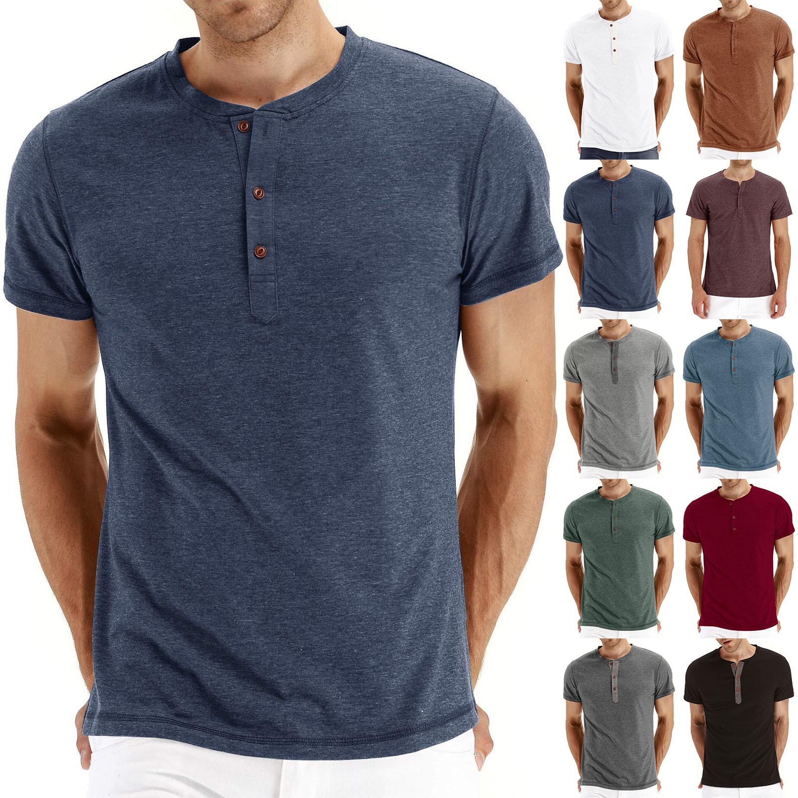 Molihua Heren casual slim fit basic mode-T-shirt met korte mouwen en ronde hals zomertop XL zwart