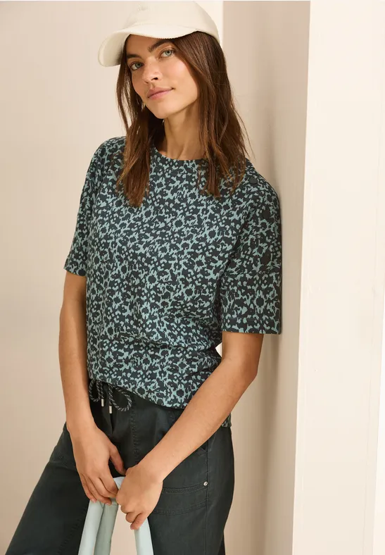 Cecil Shirt met print met minimalprint en knoopdetail