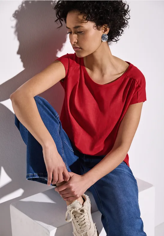 STREET ONE Shirttop met aanrimpeling op de schouder