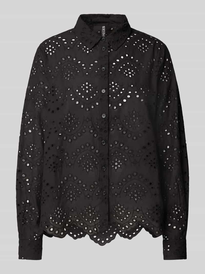 Pieces Kanten blouse PCVILDE LS SHIRT WVN NOOS