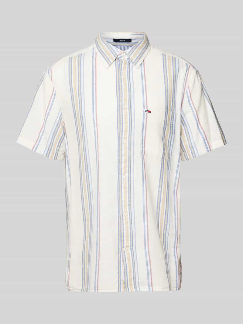 TOMMY JEANS Overhemd met korte mouwen TJM REG SLUB STRIPE SS SHIRT EXT