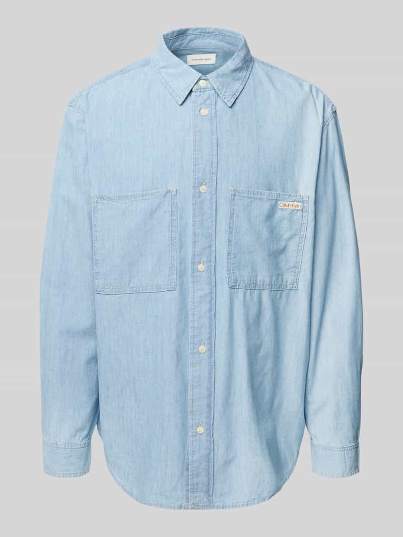 Calvin Klein Jeans overhemd EASY CHAMBRAY SHIRT Logodruk, borstzakken