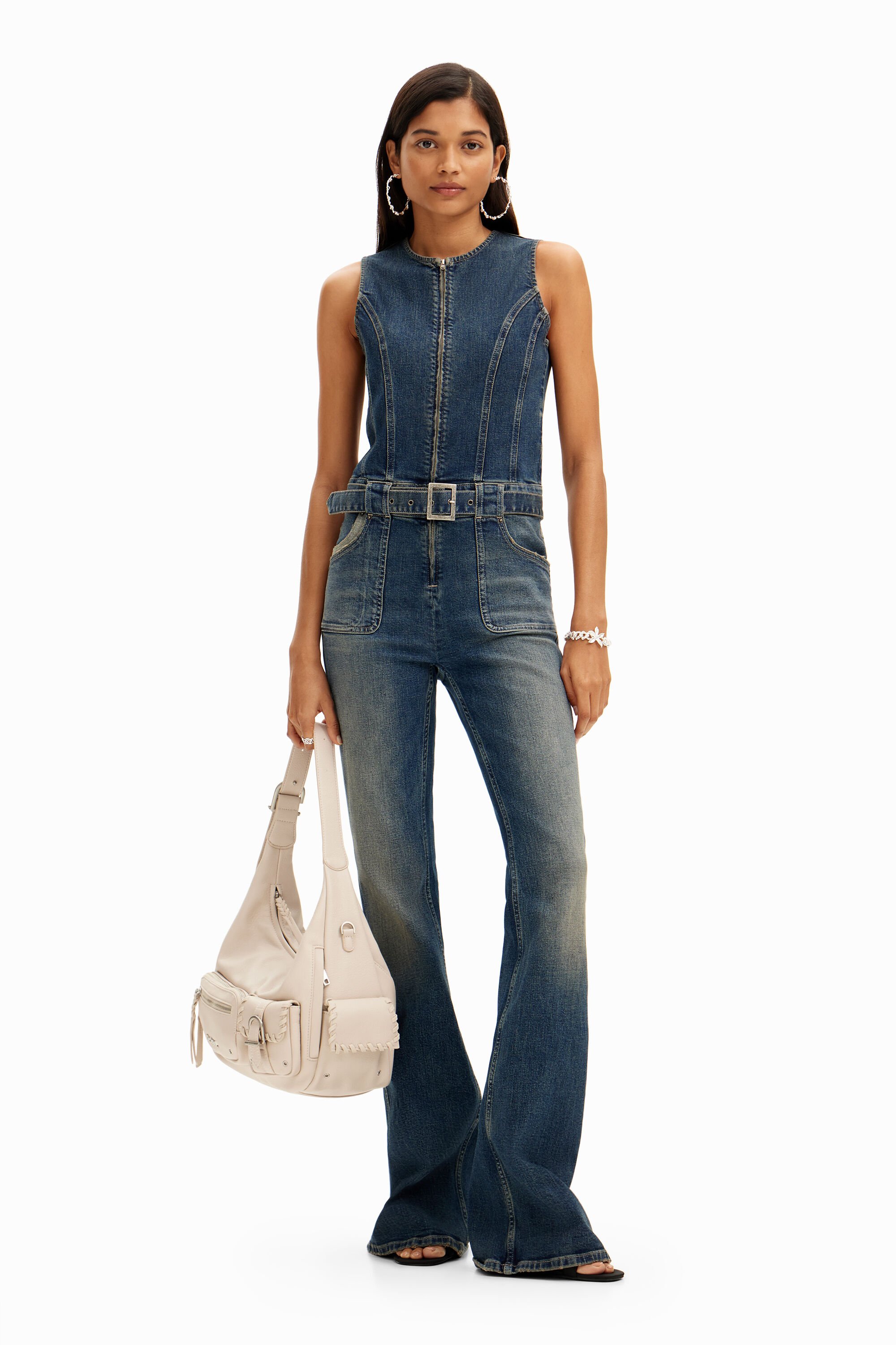 Desigual Aansluitende denim jumpsuit - BLUE