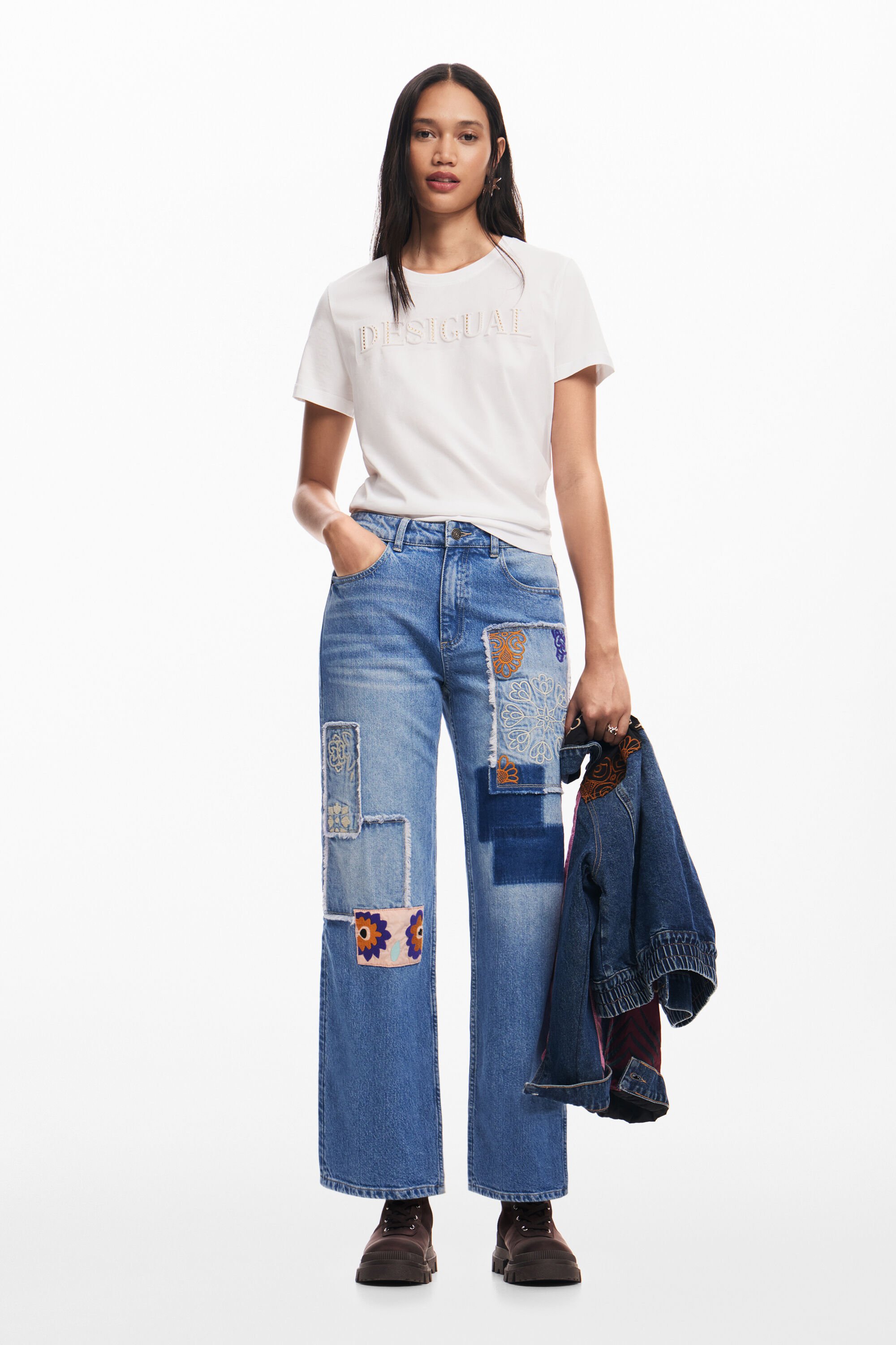 Desigual Patchwork jeans - BLUE
