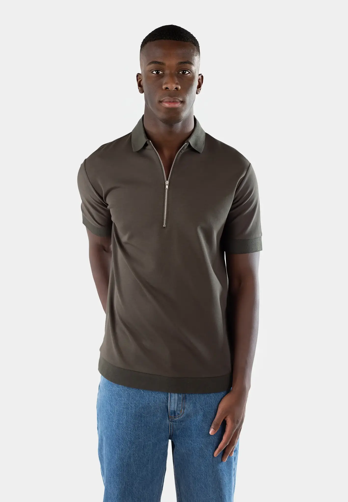 Ciszere 20079-027 clay jersey half zip forest green