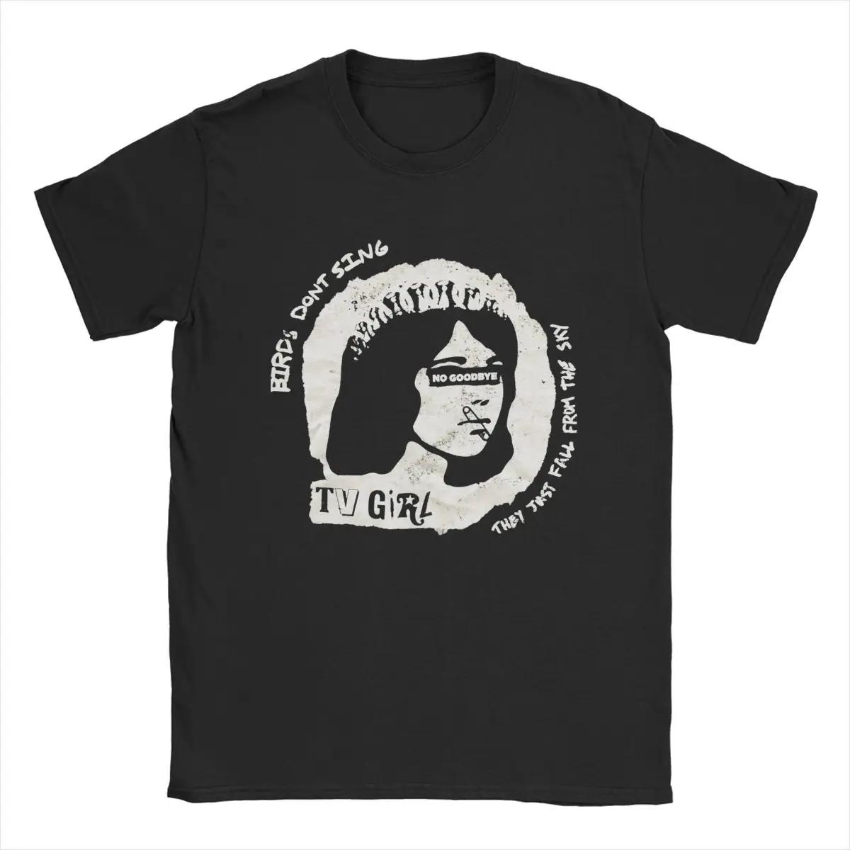 Comfortable season Tv Girl T Shirt Men's Pure Cotton Humorous T-Shirts Round Collar Tees Short Sleeve Tops New Arrival S zwart
